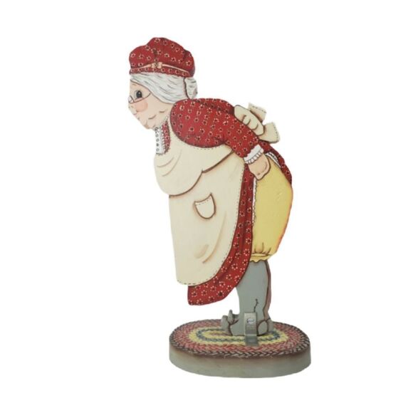 Wooden Grandmother & Granddaughter Mantle Sitter Decor Folk Art Shelf Accent - Picture 6 of 9